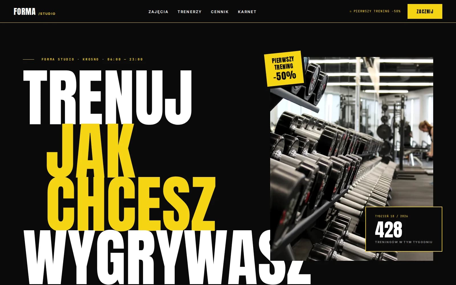 FORMA Studio, siłownia z grafikiem zajęć i karnetami